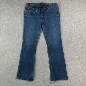 Yanuk Jeans Womens 32 Bootcut Blue Rhinestone Embellished Pocket Stretch Denim